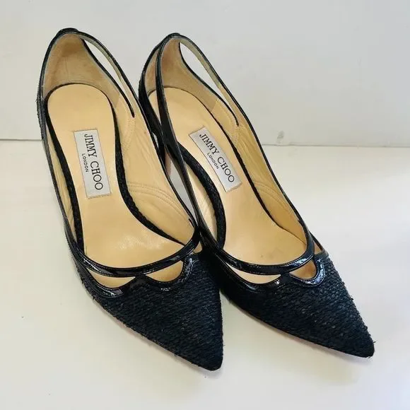 Jimmy Choo Hickory 85 Woven Canvas Pump - Picture 3 of 5